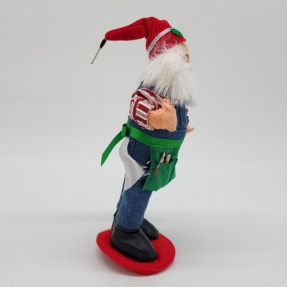 Annalee Workshop Santa Elf Doll In Overalls With Tool Belt Red Hat 2010 - Picture 3 of 8
